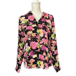 INC International Concepts Black and Pink Blouse with Stylish Design
